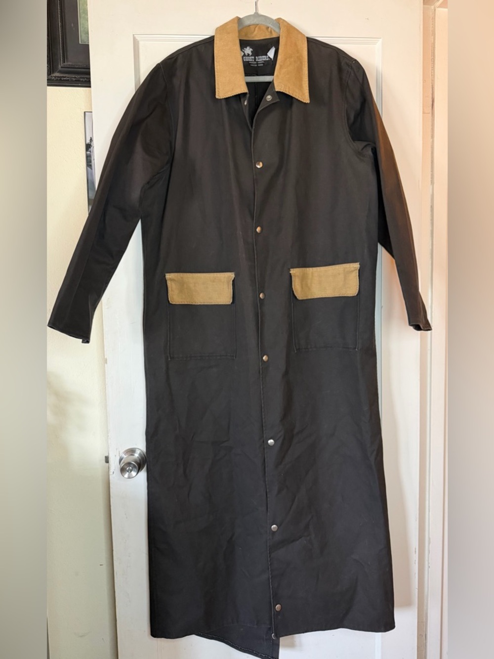 Vintage Ghost Rider Western Canvas Duster Trench Coat Horseman Cowboy Country